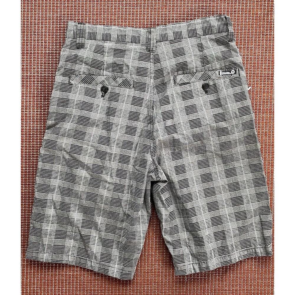 Southpole Shorts Mens 34 Black Gray Plaid Long Bermuda Hip Hop Skater Y2K